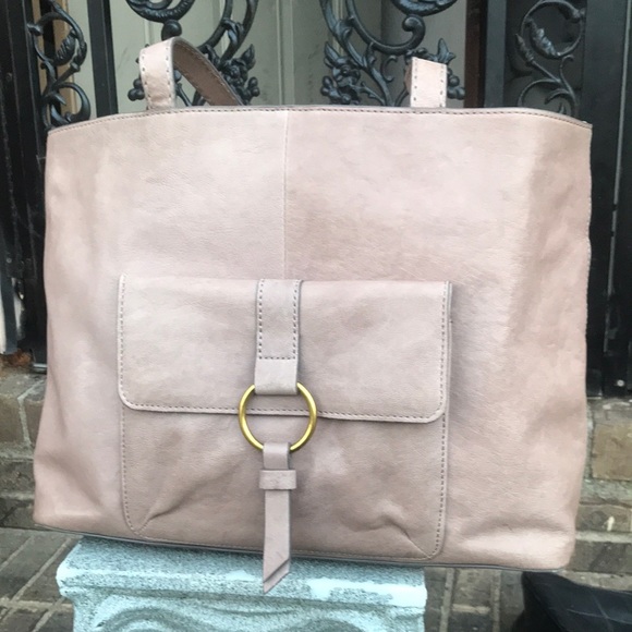 New FRYE Tan Gold Leather Tote Bag Arm Purse